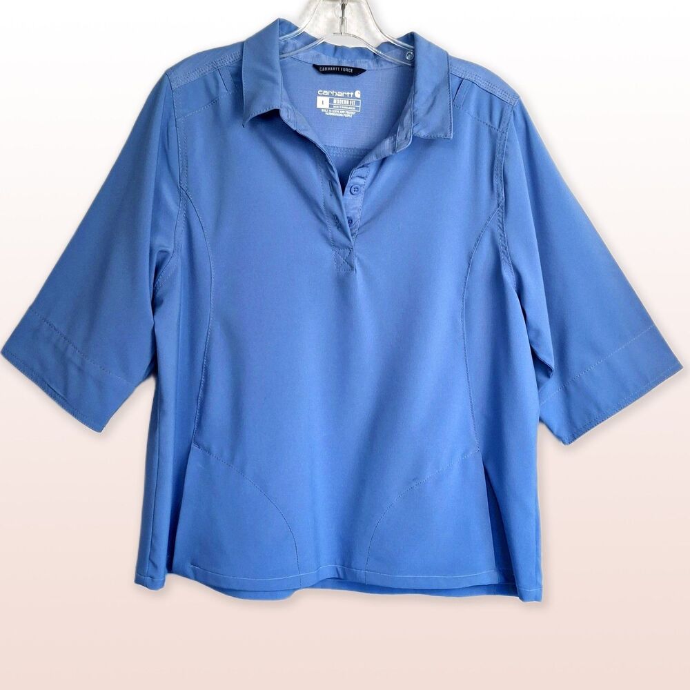 Carhartt Force Women's Scrub/Work Top Modern Fit Pockets Convertible Sleeve Sz L